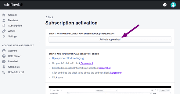 Screenshot click app embedd